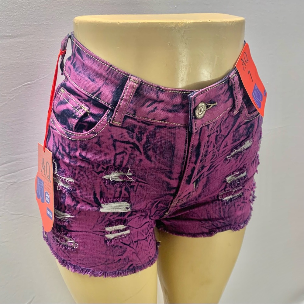 Purple Tie Dye High Rise Columbian Butt Lifting Ripped Shorts!
